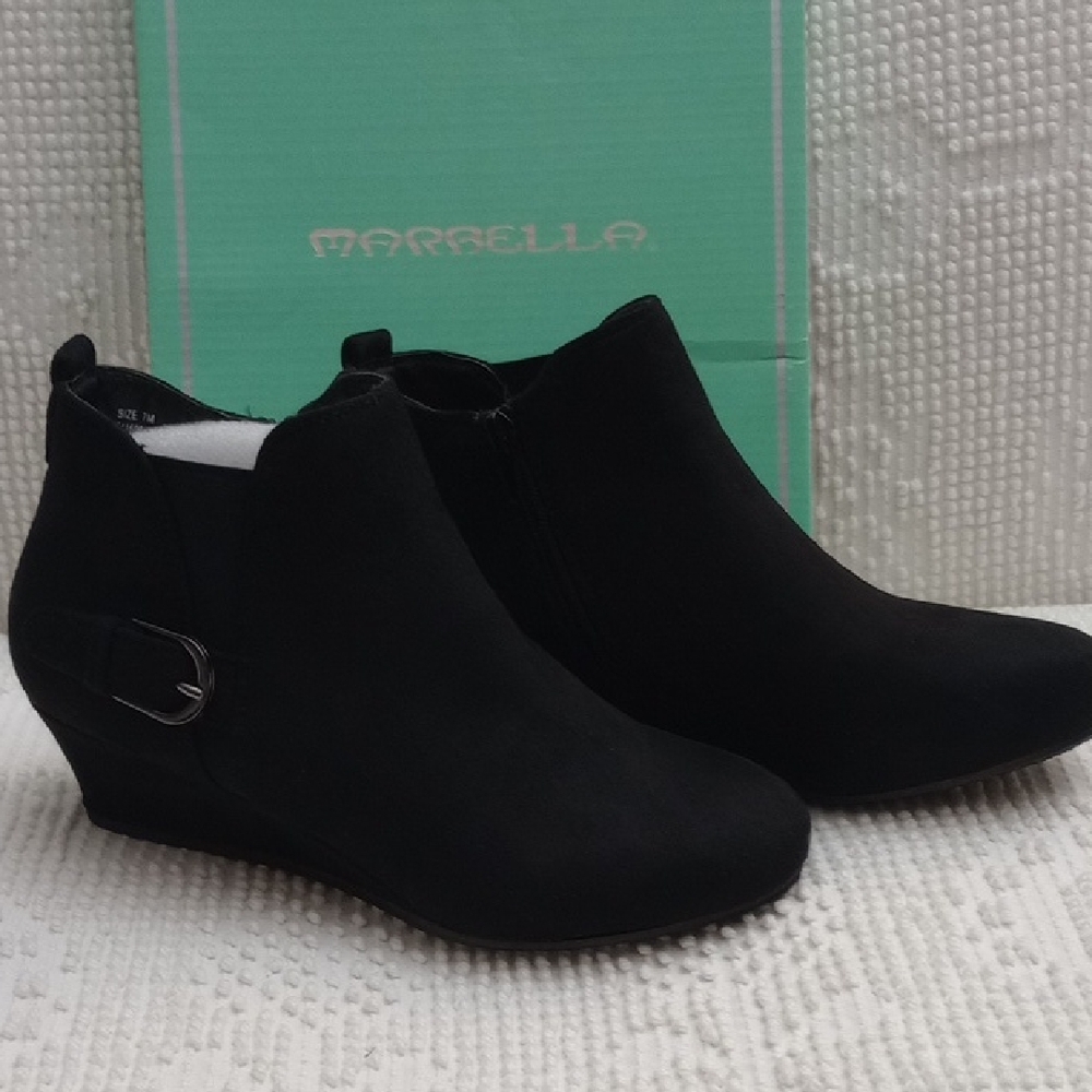 MARELLA Black Ankle Booties with Buckle Detail